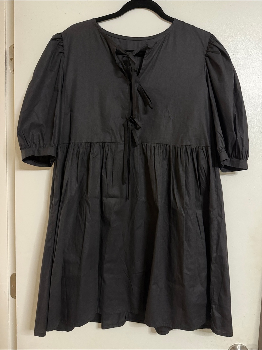 Black Puff Sleeve Babydoll Dress